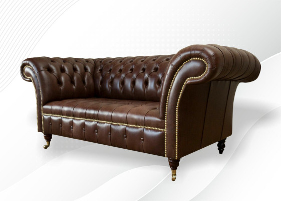 Chesterfield veļura dizaina divgabalu dīvāns tekstila āda apdare brūns jauns