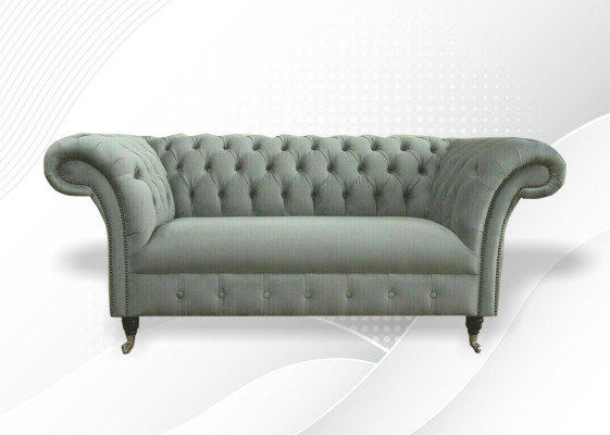 Chesterfield Sofa Couch Polster Sofas Klasiskais divvietīgais ādas, auduma, tekstila mākslinieks. Uzstādīts.