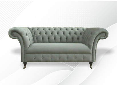 Chesterfield Sofa Couch Polster Sofas Klasiskais divvietīgais ādas, auduma, tekstila mākslinieks. Uzstādīts.