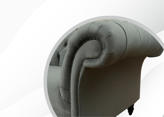 Chesterfield Sofa Couch Polster Sofas Klasiskais divvietīgais ādas, auduma, tekstila mākslinieks. Uzstādīts.