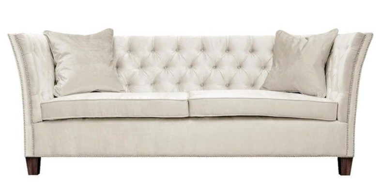 Dīvāns Beige Chesterfield Trijosvietu Polster Mēbeles Viesnīca Prakse Dzīvojamā Istaba