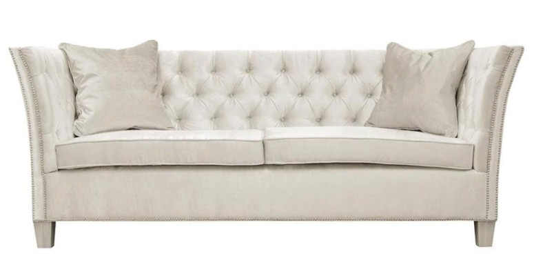 Dīvāns Beige Chesterfield Trijosvietu Polster Mēbeles Viesnīca Prakse Dzīvojamā Istaba