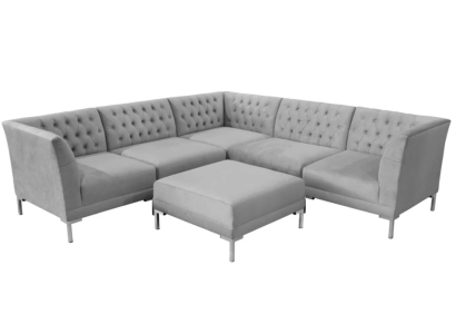 Pelnīt Chesterfield sofai luksusa mēbeles Jauna stūra dīvāns ar pelēku ģērpju audumu