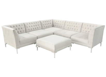 Stūra dīvāns Paklājs krēma baltā Big Tekstila audums Chesterfield dīvāns Luksusa mēbeles 2 gab.
