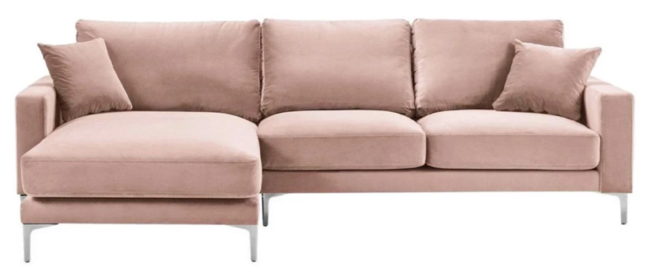 Tekstil Stoff Chesterfield Sofas Radoši mēbeles Dzīvojamā istaba Stūra sofa Rozā XXL Lielgabals