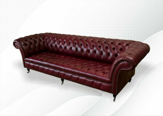 Sarkanā liela dīvāna kanāpa Chesterfield 265cm XXL polster sofas 4er ādas auduma jaunumi.