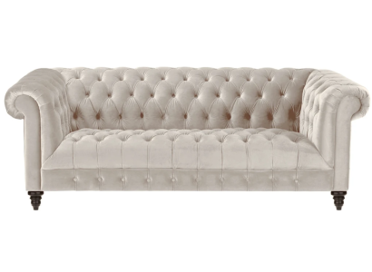 Chesterfield Beige Samta gulta Luxus mīkstajam mēbelēm gulta ar pogām Trīssēdžu sēdvieta