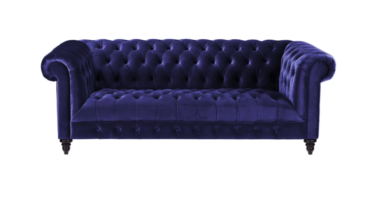 Chesterfield Lilas Samta Dīvāns Luksusa Polster Mēbeles Ar Pogām Trīs Vietas-Sēdeklis