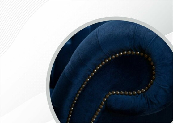 Dizainas Chesterfield Sofagarnitur 2 sēdvietu dīvāns Tekstils Zils Pārklājums Dīvāni Zila