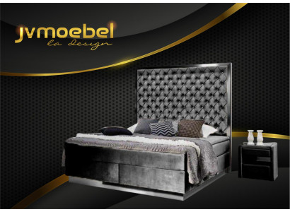 Boxspring gulta Gulta 2x nakts galdiņš 3 gab. Guļamistabas komplekts Mēbeles Luksusa gultas Jaunas