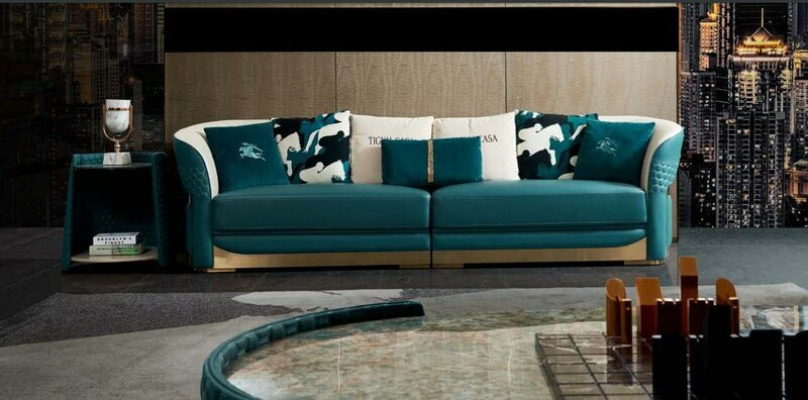 Sofas komplekts Chesterfield polsterēta dīvānu garnitūra 3+1 ādas tekstila audums
