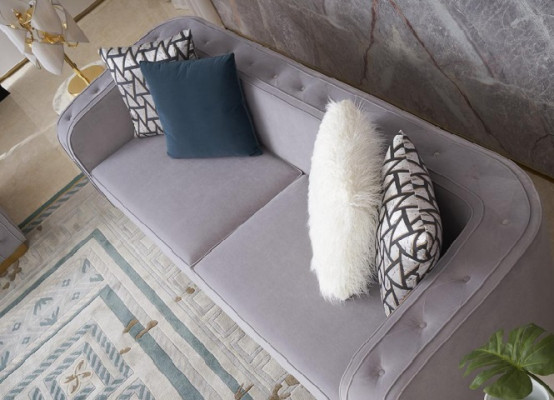 Sofas komplekts 3+2+1 Design Modernais relaksējošais mēbeļu komplekts ar saliekamiem dīvāniem un no auduma pārklātiem dīvāniem.