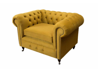 Krēsls dizains Relaksējošs Audums Lounge Luksuss Dzeltenais Polster Sēdēt Chesterfield