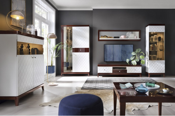 Klasiskais, spīdīgais RTV skapis Sideboard TV borda dizainera sienas.