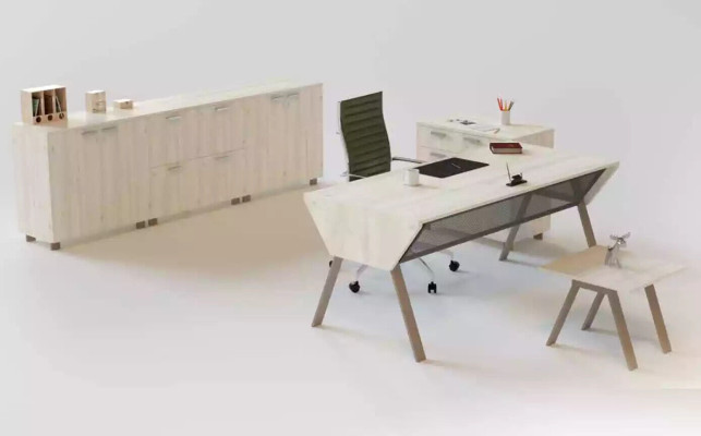 Luksusa biroja komplekts elegantā modernā stilā no augstas kvalitātes koka.