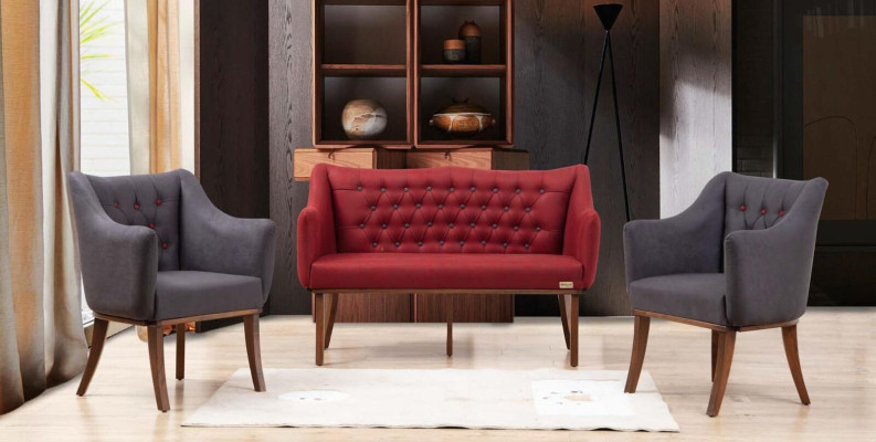 virtuves sēdvietu chesterfield klasiskā mēbeļu sofa divvietīga sarkanā krāsā
