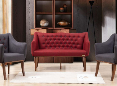 virtuves sēdvietu chesterfield klasiskā mēbeļu sofa divvietīga sarkanā krāsā
