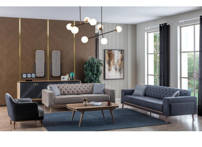 Luksusa mūsdienīgs dzīvojamā istaba komplekts 4 gab. 4-vietīgs krēsls galdiņš koka mēbeles