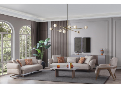 Luxus Moderns dzīvojamo istabu komplekts, 4 gab. 4+3 vietu krēsli un galdiņš, jauns.