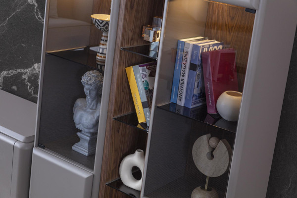 Dizainera dzīvojamās istabas komplekts 7 gabalu. Moderna dzīvojamās istabas sienas skapis.