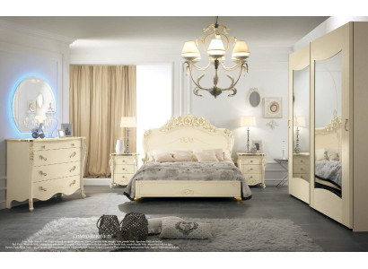 Schlafzimmer komplekts Bizzotto gulta nakts galds komoda spogulis skapis 5 gab.