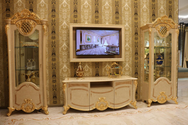 Dizaina dzīvojamās istabas mēbeles Sideboard 2x Skapīši TV Lowboard Galda klājums 3 gab. komplekts Vitrīns