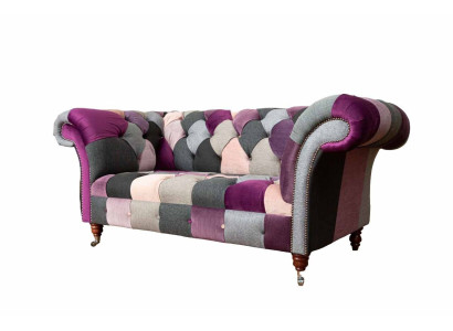 Chesterfield auduma dīvāns ar polsterējumu, dizains 2 vietu auduma dīvāns pelēkā krāsā