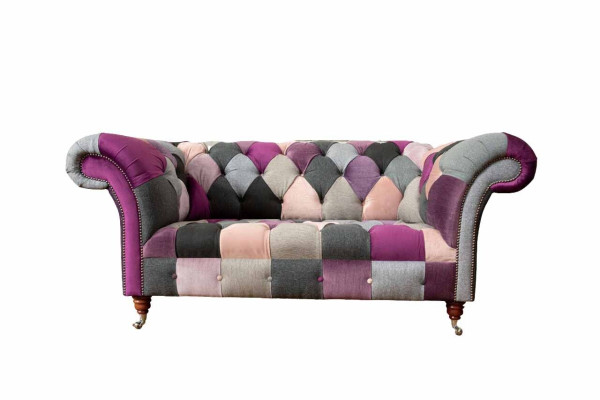 Chesterfield auduma dīvāns ar polsterējumu, dizains 2 vietu auduma dīvāns pelēkā krāsā