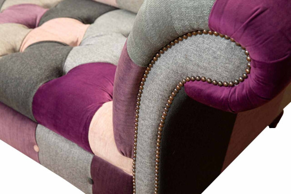 Chesterfield auduma dīvāns ar polsterējumu, dizains 2 vietu auduma dīvāns pelēkā krāsā