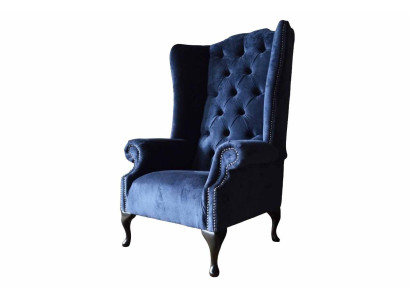 Chesterfield dizaina krēsla luksusa zils auduma dīvāns ausu krēsla.RowCount