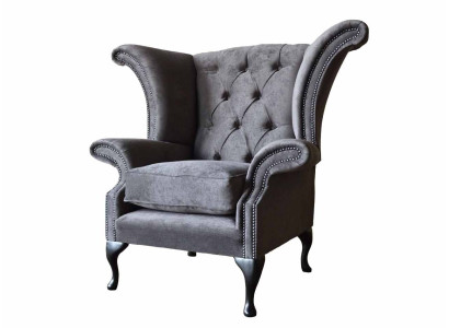 Krēsls ausi krēsls "Chesterfield" audums Dzīvojamā istaba Poliesters Dizains Pelēks