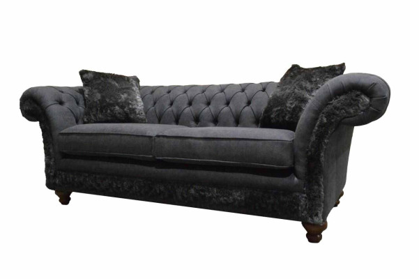 Dīvāns 3 vietīgs dīvāns tekstila dīvāns pelēks dizains mēbeles dīvāni Chesterfield.