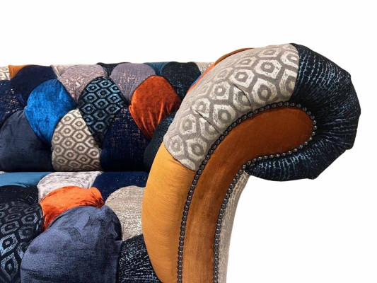 Sofas sēžas audums dizains trīsvietīgs luksusa česterfīldas mēbeles daudzkrāsains