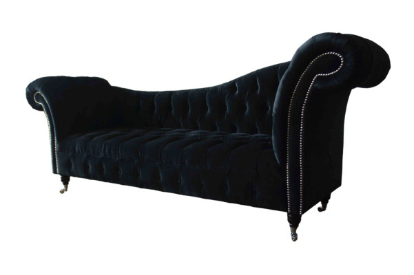 Sofa Luxus Tekstils Chesterfield Dīvāns Pamatne 3 Vieta Komplektācija Zila Samts