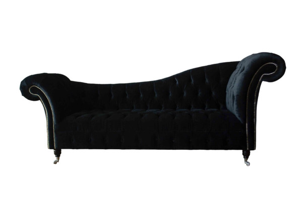Sofa Luxus Tekstils Chesterfield Dīvāns Pamatne 3 Vieta Komplektācija Zila Samts