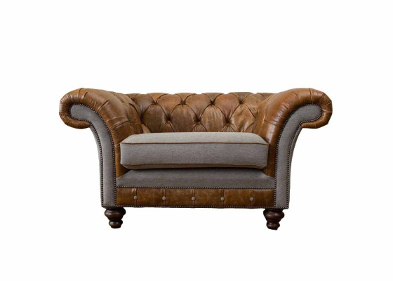 Dizaina Chesterfield krēsls 1-vietīgā dīvānā Luxus Klasiskā tekstila dīvani.