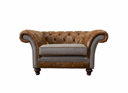 Dizaina Chesterfield krēsls 1-vietīgā dīvānā Luxus Klasiskā tekstila dīvani.