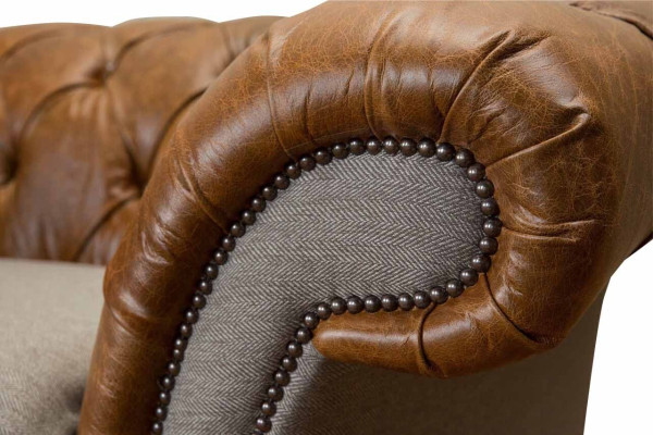 Dizaina Chesterfield krēsls 1-vietīgā dīvānā Luxus Klasiskā tekstila dīvani.