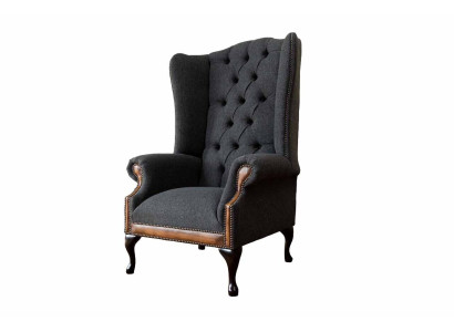 Chesterfield krēsls Pelēks Dzīvojamā istaba Klasiska audums Austiņu krēsls Mēbeles