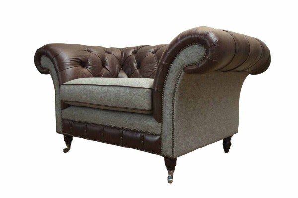 Chesterfield ausklaides krēsls pelēka sofa komplekts krēsls dīvāns ādas dīvāns jauns