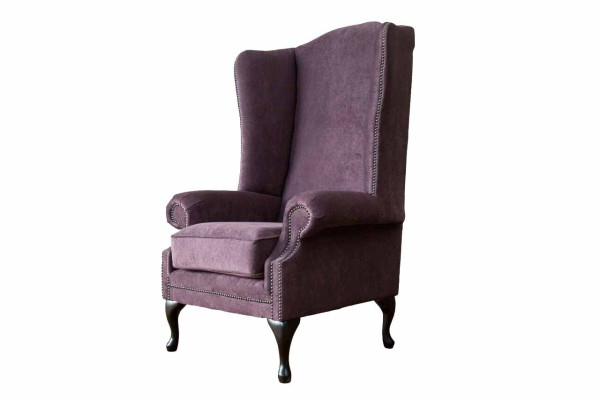 Sēdeklis Chesterfield Tekstils Lounge klubs Polster Purpursarkans Luksusa ausu krēsls