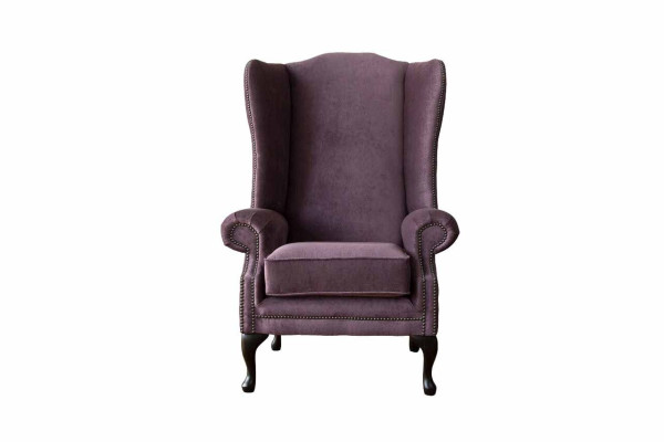 Sēdeklis Chesterfield Tekstils Lounge klubs Polster Purpursarkans Luksusa ausu krēsls