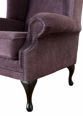 Sēdeklis Chesterfield Tekstils Lounge klubs Polster Purpursarkans Luksusa ausu krēsls