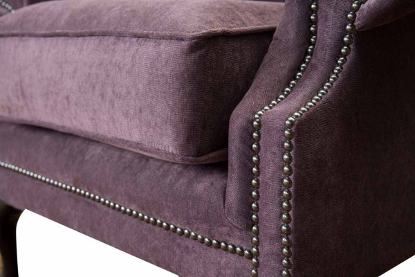 Sēdeklis Chesterfield Tekstils Lounge klubs Polster Purpursarkans Luksusa ausu krēsls