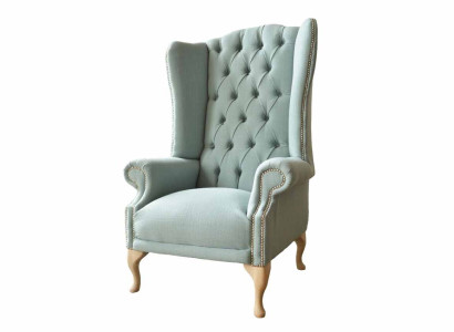 Auskari krēsls dizaina audums baltā krēslā Chesterfield tekstils jauns