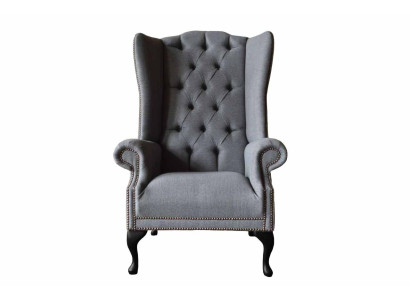 Ohrensessel Chesterfield Sofa Couch Polster 1 Sitzer Pelēka Krēsla Tekstilē