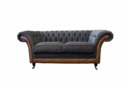 Chesterfield Luxus 2 divvietīga dīvāns, polster Sofa divvietīgs ādas dīvāns