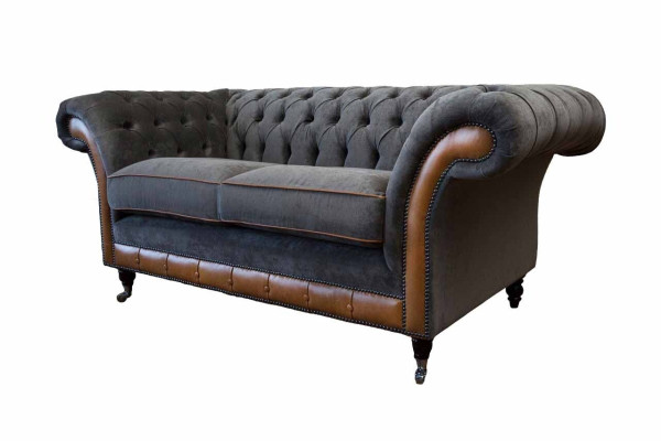 Chesterfield Luxus 2 divvietīga dīvāns, polster Sofa divvietīgs ādas dīvāns