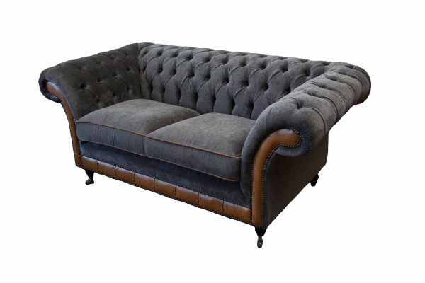 Chesterfield Luxus 2 divvietīga dīvāns, polster Sofa divvietīgs ādas dīvāns