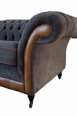 Chesterfield Luxus 2 divvietīga dīvāns, polster Sofa divvietīgs ādas dīvāns